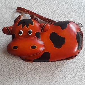 Brand new leather cow coin purse